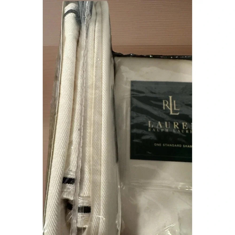 NEW Ralph Lauren Charleston STANDARD Set Of 2 Shams Chino White Retired Style